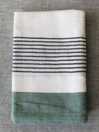 Dark Green Block Stripe Face Towel by Kara Weaves sold by Flourish