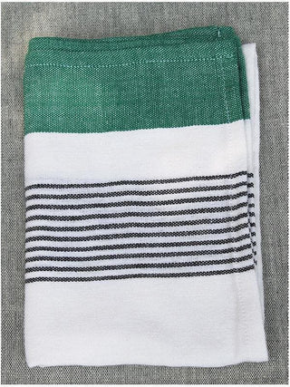 Fern Green Block Stripe Face Towel by Kara Weaves sold by Flourish