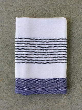 Navy Block Stripe Face Towel by Kara Weaves sold by Flourish