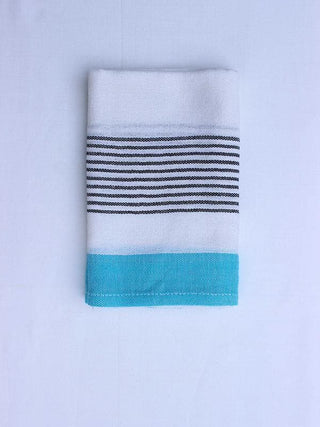 Turquoise Block Stripe Face Towel by Kara Weaves sold by Flourish