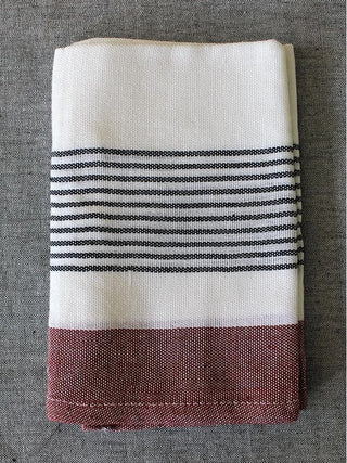 Brown Block Stripe Face Towel by Kara Weaves sold by Flourish