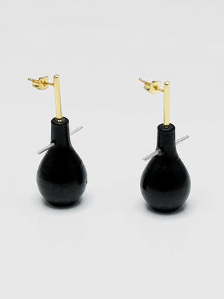 Mehrab Surahi Earrings Black Kabbish