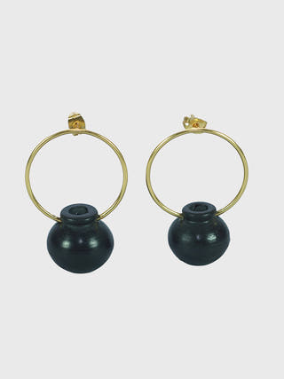 Kalash Terracotta Earrings Black Kabbish
