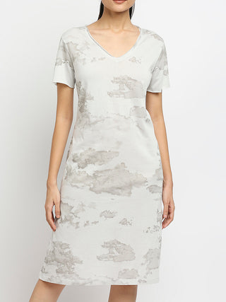 Knotted Dress In Neutral Cloud Glitter Effy