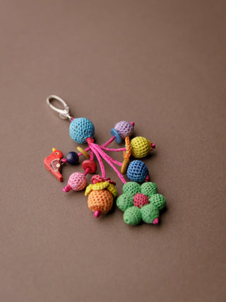 Handmade Crochet Boho Bag Charm Key Chain Multicolor Samoolam