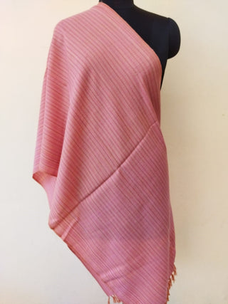 Hand-woven Woollen Stole Pure Merino Wool Pink Kilmora