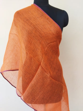 Hand-woven Linen Stole Pure Linen Orange Kilmora