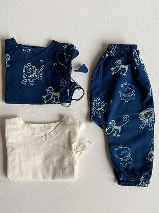  Organic White Angrakha & Zoo Pants by Whitewater Kids sold by Flourish