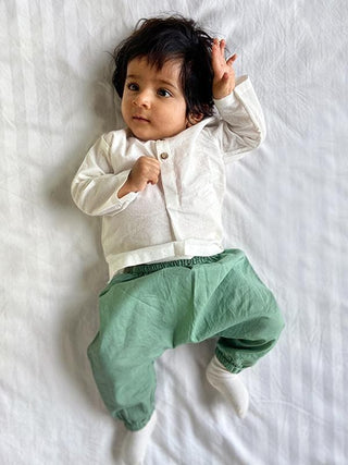  Essential White Kurta & Mint Pants by Whitewater Kids sold by Flourish