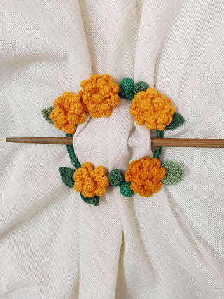 Tangerine Marigold Crochet Hair Tie Ikriit'm