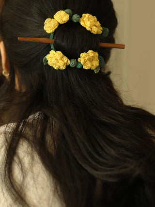 Yellow Marigold Crochet Hair Tie Ikriit'm