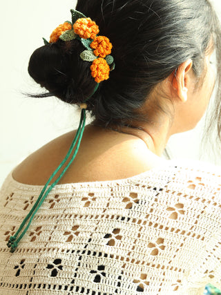 Tangerine Marigold Crochet Hair String Ikriit'm