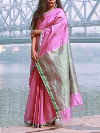 UTSAV Chanderi Saree Pink Kaisori