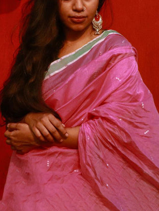 UTSAV Chanderi Saree Pink Kaisori