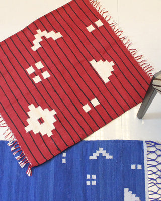 Red Striped Square Mat The Mango Tree