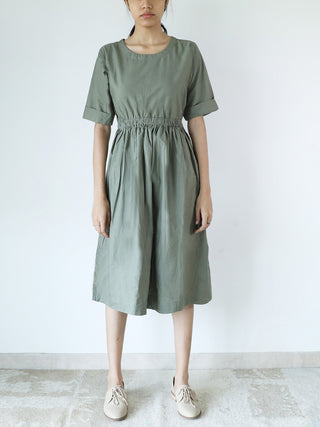 Elasticated Waist Dress Olive Merakus