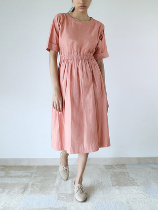 Elasticated Waist Dress Coral Merakus