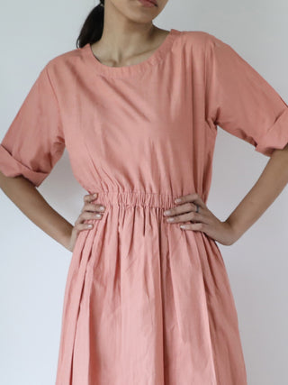 Elasticated Waist Dress Coral Merakus