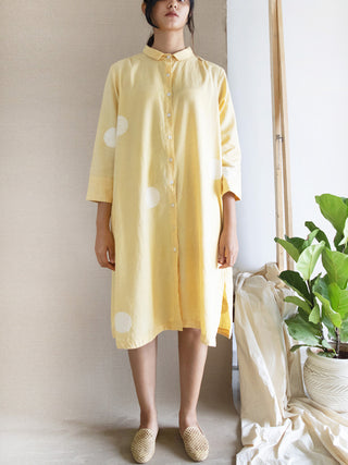 Polka Shirt Dress Yellow Merakus