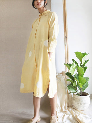 Polka Shirt Dress Yellow Merakus