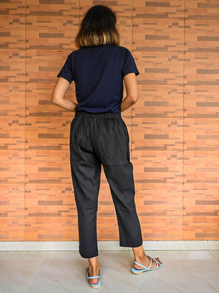Ankle Pants Black - Khadi Cotton Kurta for women in Black color