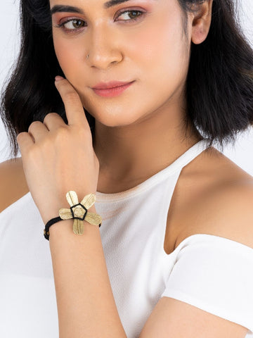 Floral Black Thread Bracelet