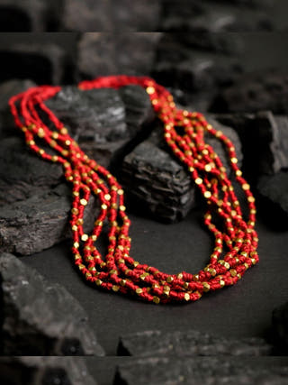 Octa Layered Necklace Maroon Miharu