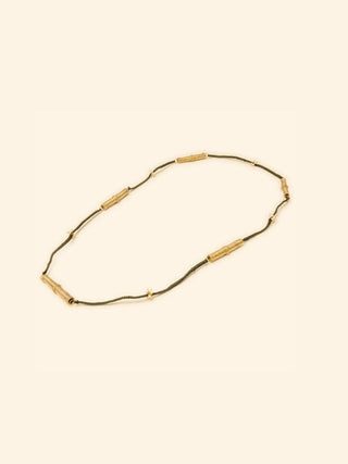Miharu Gold Tone Pipe Necklace - Black Miharu
