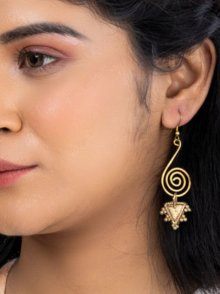 Miharu Triangular Brass Earrings- Golden Miharu