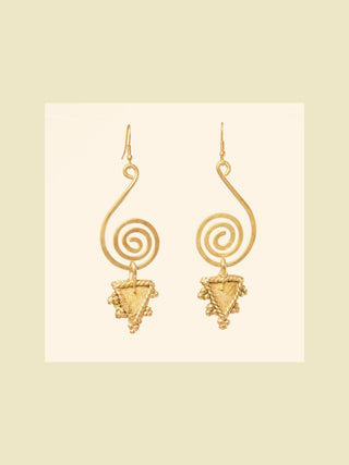 Miharu Triangular Brass Earrings- Golden Miharu