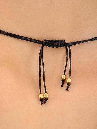 Long Necklace Black Gold Miharu