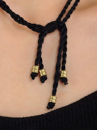 Brass Long Trinity Necklace Black Gold Miharu