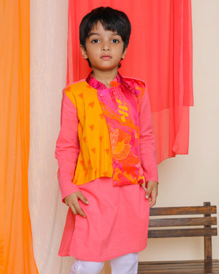 Nargis Kurta-Jacket Set With Churidaar Pink Miko Lolo