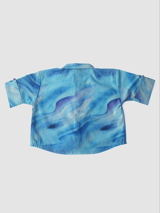 ABOVE THE CLOUDS Cropped Shirt Blue Miko Lolo