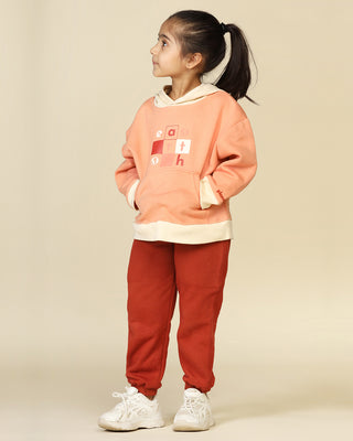 Colour Blocked Earth Unisex Hoodie, Dusty Pink | Planet First Miko Lolo