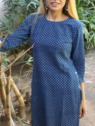 Khadi Polka Dot Tunic Indigo Moral Fibre