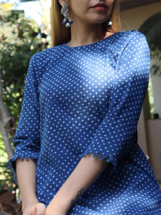 Khadi Polka Dot Tunic Indigo Moral Fibre