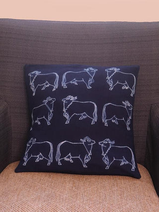 Cow Pattern Shibori Cushion Cover Indigo Mura Collective