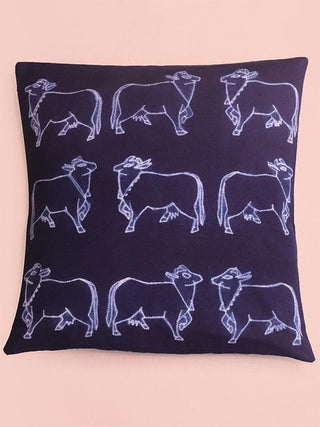 Cow Pattern Shibori Cushion Cover Indigo Mura Collective