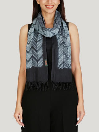 Cotton Shibori Stole Charcoal Mura Collective