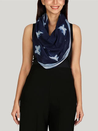 Butterfly Cotton Shibori Stole Indigo Mura Collective