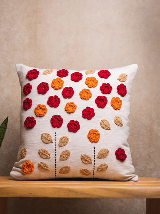 Red And Orange Flowers Cushion Cover NandniStudio