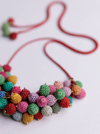 Handmade Crochet Guldasta Necklace Multicoloured Samoolam