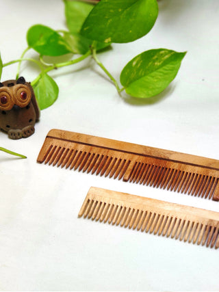 Neem Wood Combs Dual Teeth And Pocket Comb Pack Of 2 GreenFootPrint