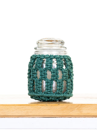 Checkered Hand-Knotted  Candle Jar One 'O' Eight Knots