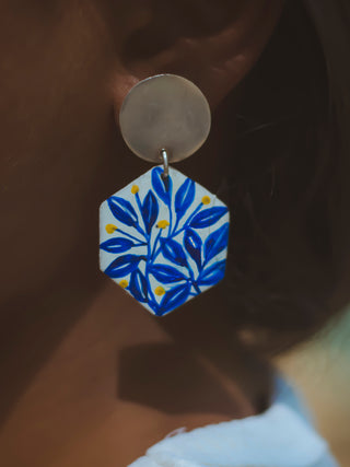 Neel, Floral Hand Painted Earrings Oonth
