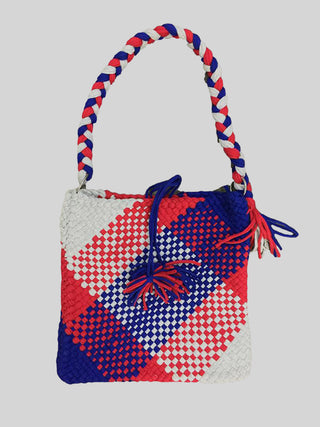 Hand Made Shoulder Tote Red and Blue P1000