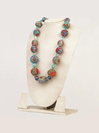 Hand Embroidered Bead Necklace Turquoise Padukas Artisans