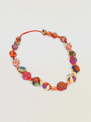 Hand Embroidered Bead Necklace Red Padukas Artisans