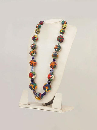 Hand Embroidered Bead Necklace Navy Blue Padukas Artisans